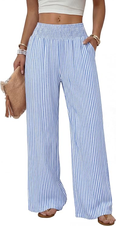 Blue Cotton Linen Pants